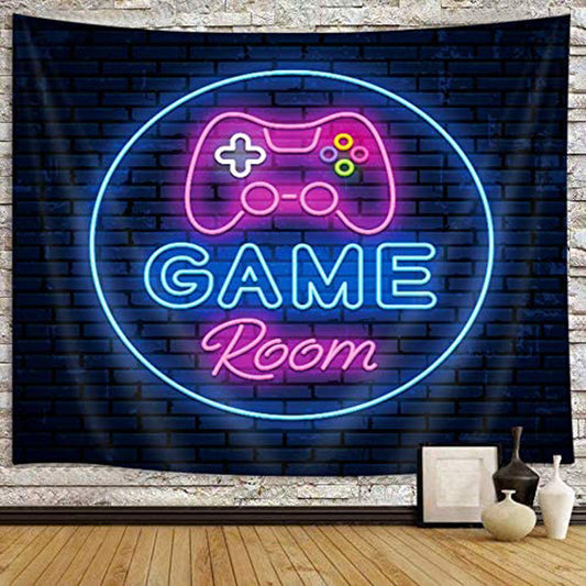 Gamer Room Tapestry , Cool Neon Gaming Wall Hanging,  Fluorescent UV Tapestry,  Game Zone Mandala  for Living Room Bedroom Kids Boys Room