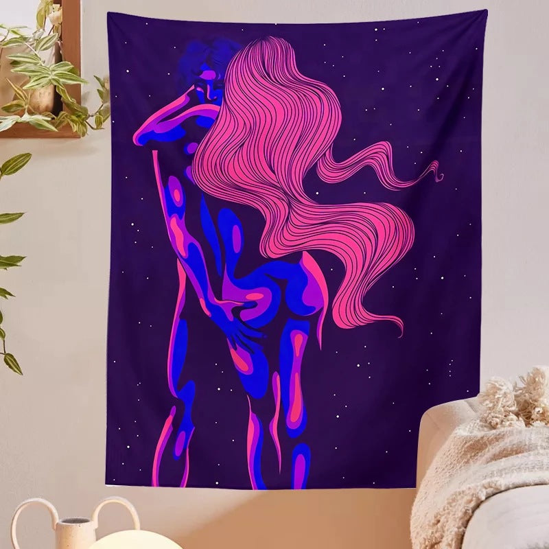 Psychedelic Tapestry, Sexy Nude Women Tapestry ,Aesthetic Wall Hanging  ,Colorful Trippy Cloth, Hippie ,Modern Wall Art for Bedroom, Room