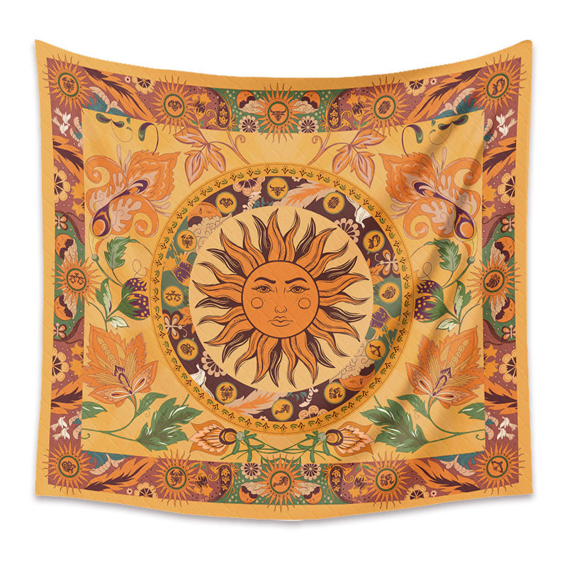 Burning Sun Tapestry Wall Hanging Room Flower Vines Tapestries Vintage Floral Tapestry Mystic Tapestry Hippie Wall Tapestry Tarot Cloth