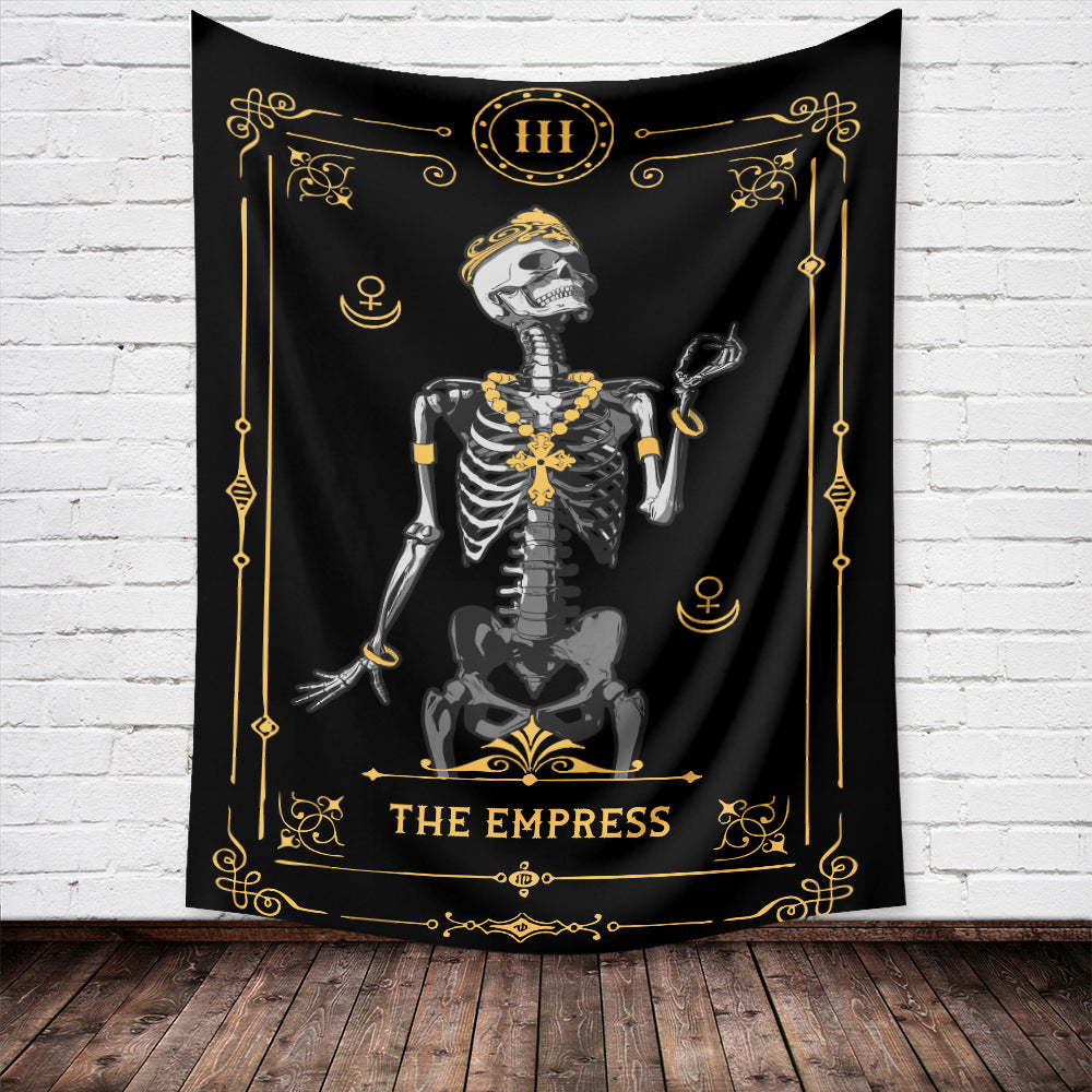 Skull Tapestry ,The Kissing Lovers Tapestry , Black Witchcraft Wall Hanging, Tarot Card Tapestry, Human Skeleton Tapestries for Living Room
