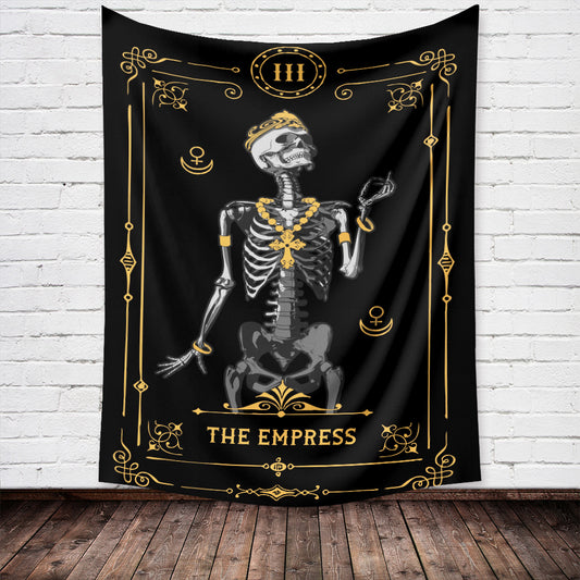 Skull Tapestry ,The Kissing Lovers Tapestry , Black Witchcraft Wall Hanging, Tarot Card Tapestry, Human Skeleton Tapestries for Living Room