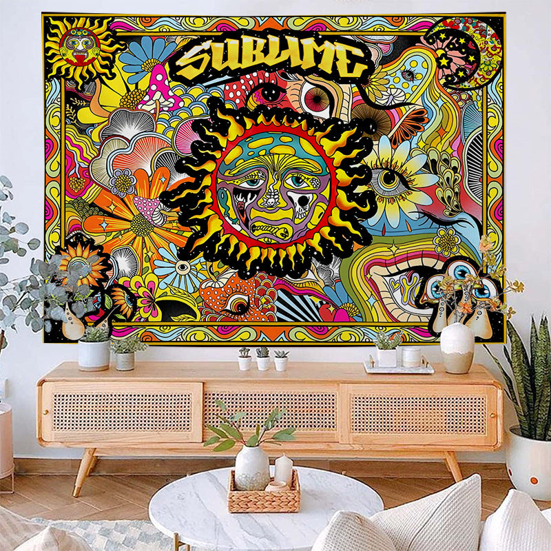 Sublime Sun Tapestry, Trippy Wall Art , Psychedelic  Wall Hanging,  Colorful Vintage Hippie Aesthetic Tapestry, Bohemian Décor for Room