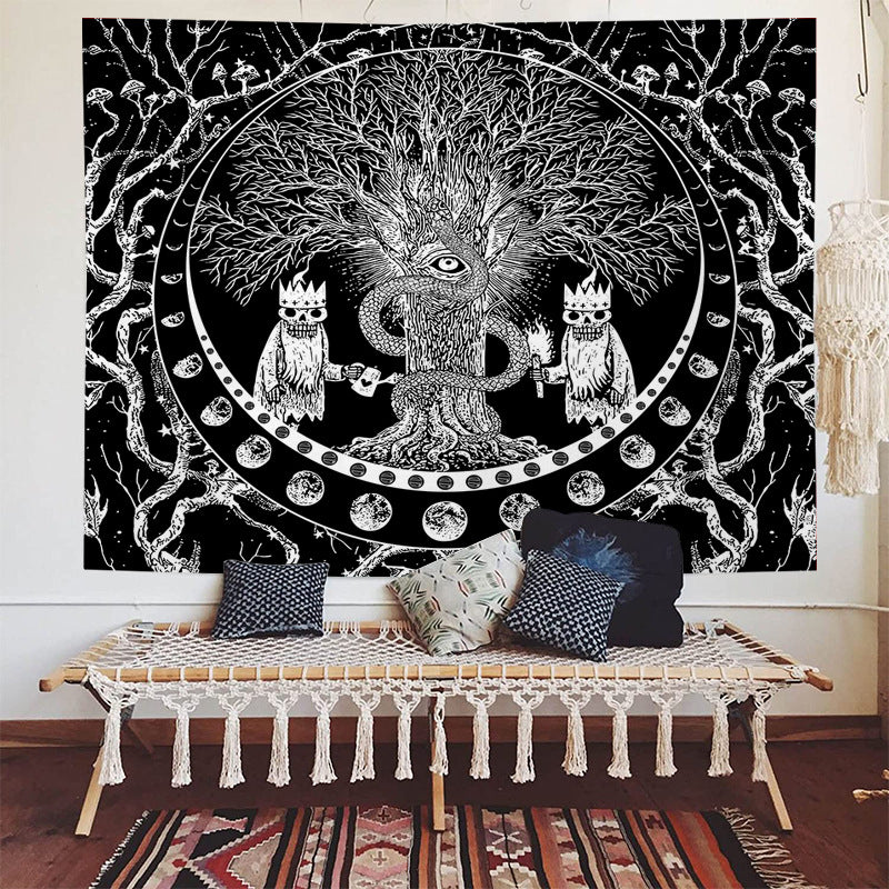 Tree of Life Tapestry ,Black and White, Skeleton Tapestry, Skull Tapestries ,Snake Tapestry ,Moon Phase Tapestry ,Wall Hanging for Room