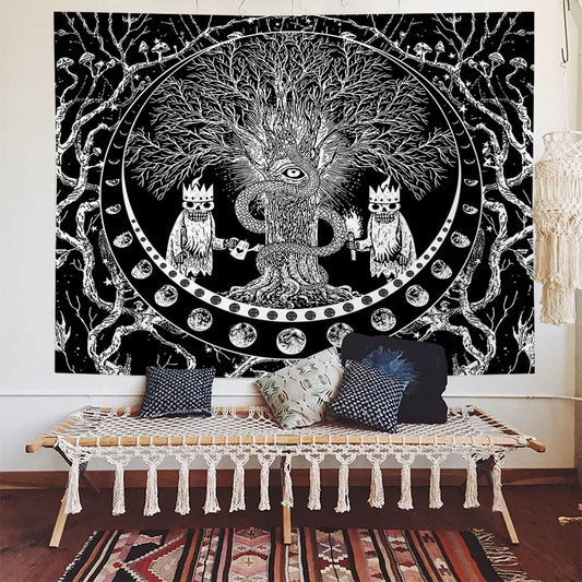 Tree of Life Tapestry ,Black and White, Skeleton Tapestry, Skull Tapestries ,Snake Tapestry ,Moon Phase Tapestry ,Wall Hanging for Room