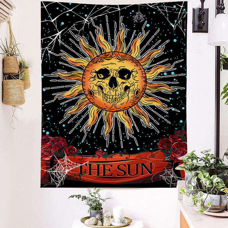 The Sun Tapestry, Tarot Card Wall Hanging, Psychedelic Spider Insect Tapestries ,Trippy Celestial Tapestry, Hippie Black Tapestry Bedroom
