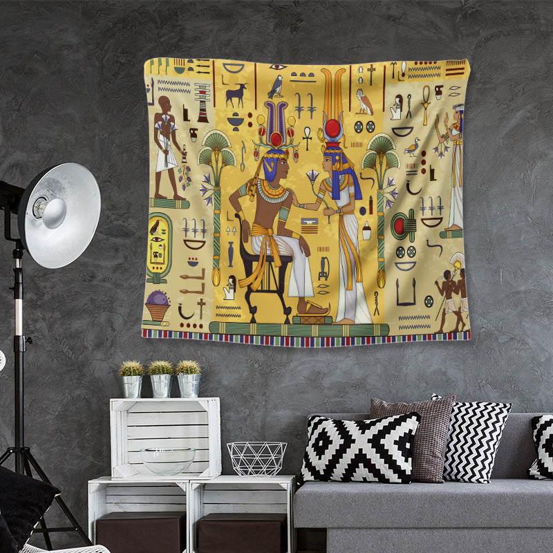 Ancient Egyptian Tapestry, Egypt Mythology Tapestry, Egyptian Gods Pharaohs Hieroglyphic Wall Hanging, Backdrop Cloth for Home Dorm  Room