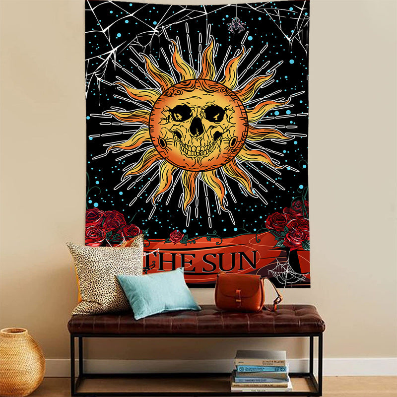 The Sun Tapestry, Tarot Card Wall Hanging, Psychedelic Spider Insect Tapestries ,Trippy Celestial Tapestry, Hippie Black Tapestry Bedroom