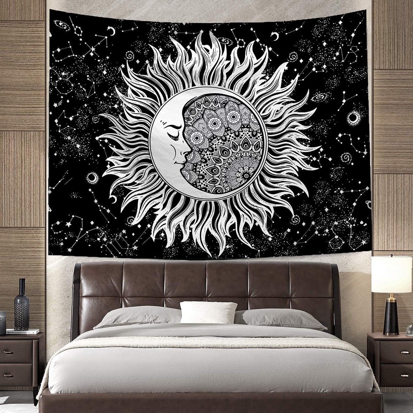 Moon and Sun Psychedelic Tapestry,Black and White Wall Hanging ,Tarot Art ,Home Décor, Tablecloth, Tapestry for Living Room, Bedroom Decor