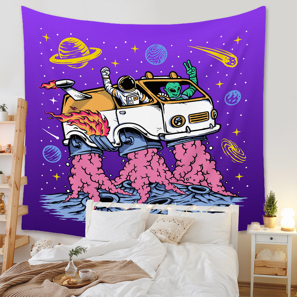 Alien Tapestry ,Trippy Psychedelic Wall Hanging , Astronaut Fantasy Space Tapestry, UFO Wall Hanging, Galaxy Planet Wall Art, Sci Fi Decor