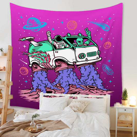 Alien Tapestry ,Trippy Psychedelic Wall Hanging , Astronaut Fantasy Space Tapestry, UFO Wall Hanging, Galaxy Planet Wall Art for Bedroom