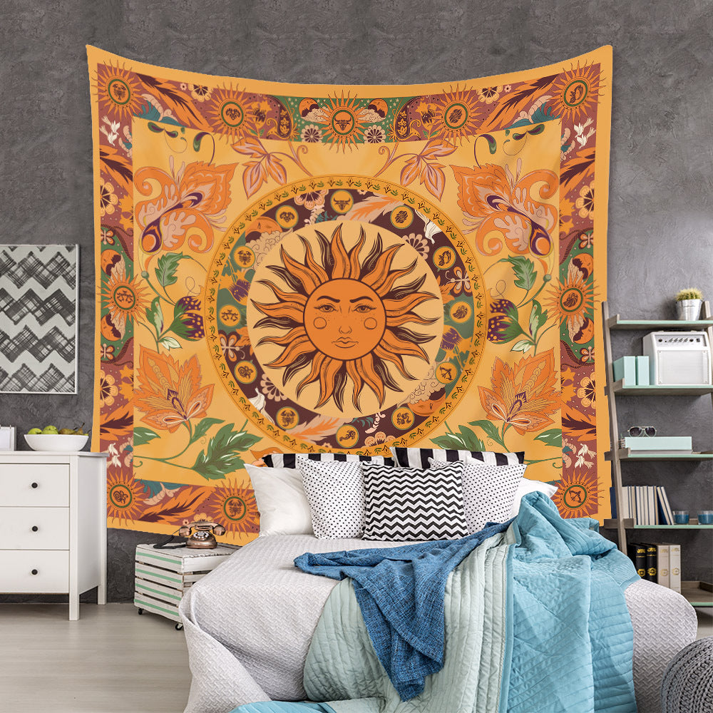 Burning Sun Tapestry Wall Hanging Room Flower Vines Tapestries Vintage Floral Tapestry Mystic Tapestry Hippie Wall Tapestry Tarot Cloth