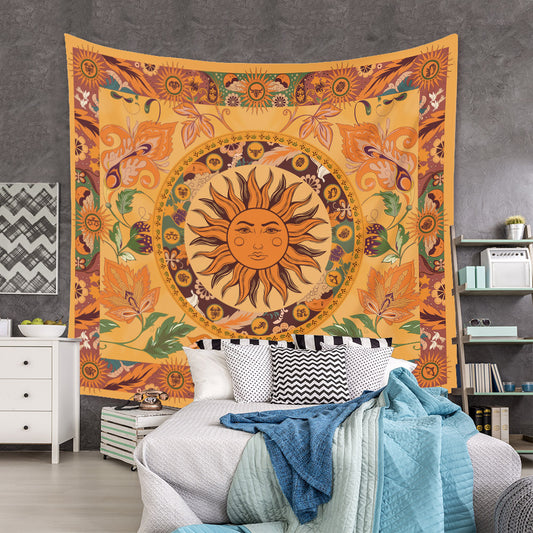 Burning Sun Tapestry Wall Hanging Room Flower Vines Tapestries Vintage Floral Tapestry Mystic Tapestry Hippie Wall Tapestry Tarot Cloth